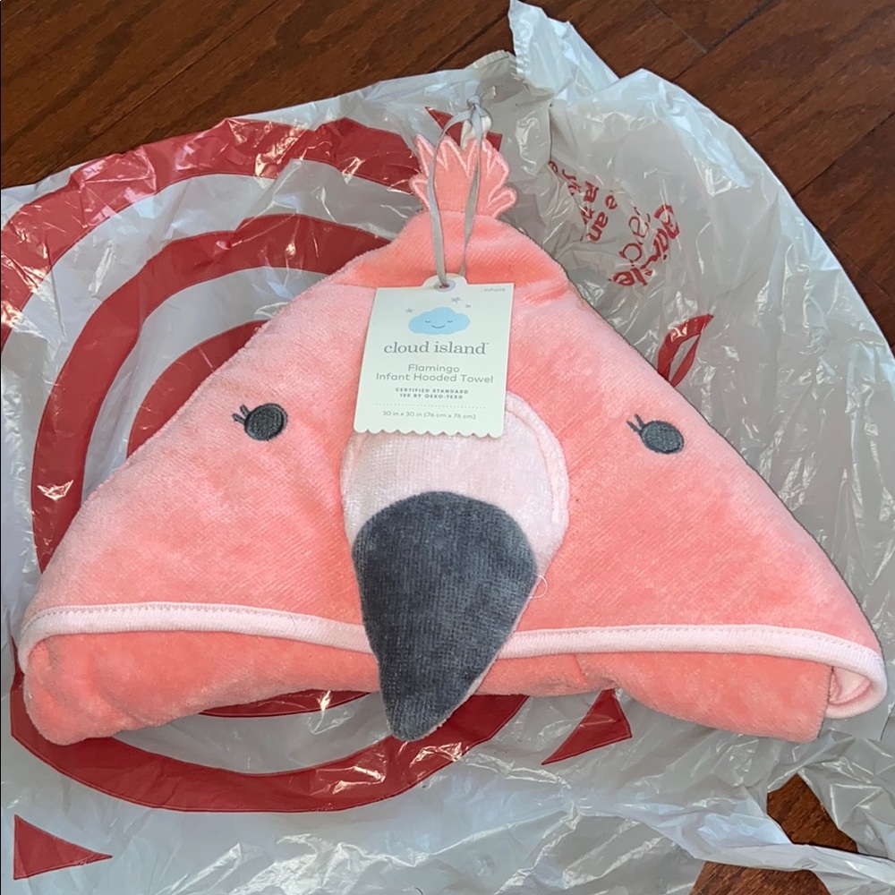 Cloud Island Pink Flamingo Hooded Towel